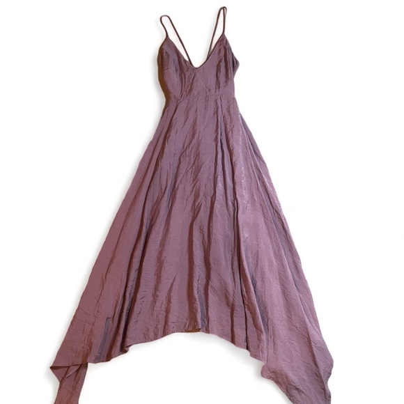 CHARLOTTE RUSSE Satin Handkerchief Hem Maxi Dress sz Medium‎ Small Purple party - Picture 2 of 7